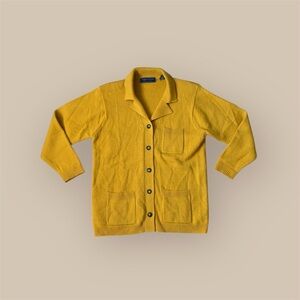 Karen Scott mustard yellow button up cardigan size petite medium